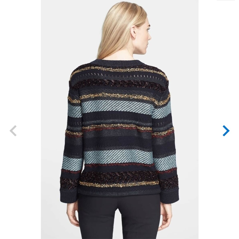 Tory Burch 'Danielle' Metallic Stripe Back Sweater